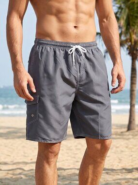 NWOT | Gray Performance Swim Trunks | Cargo Pocket | Size XXL